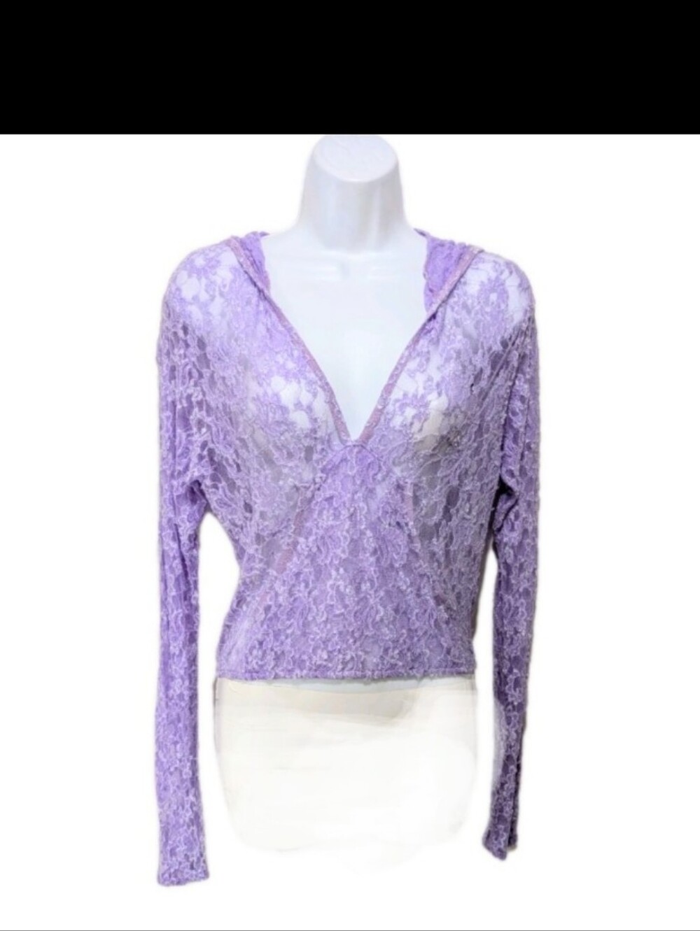 Faris Burnout Lace Hoodie Top Mesh Sheer M Whimsical Fairy Beach #2050